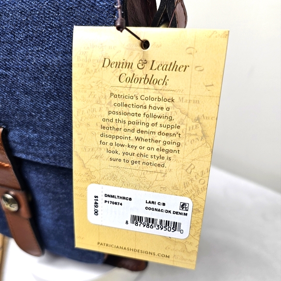 Patricia Nash Lari Denim & Leather Colorblock Crossbody Bag - Picture 7 of 11